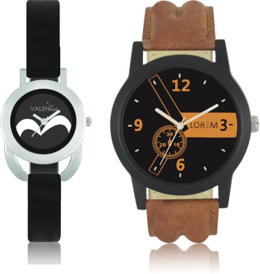 LOREM WAT-W06-0001-W07-0016-COMBOLOREMBlack::Brown::Black Designer Stylish Shape Best Offer Combo Couple Watch  - For Men & Women   Watches  (LOREM)