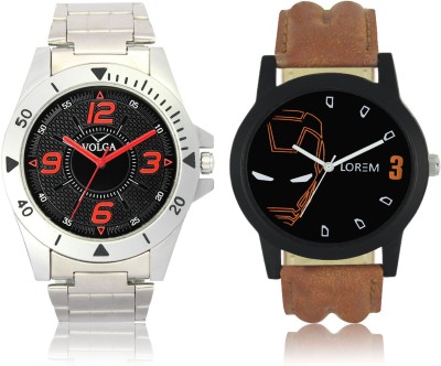 LOREM VL02LR04 New Latest Stylish Designer Leather-Metal Belt Attractive Different Combo Watch  - For Men   Watches  (LOREM)