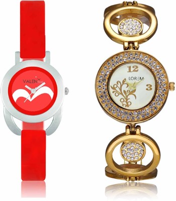LOREM WAT-W06-0204-W07-0019-COMBOLOREMWhite::Red Designer Stylish Shape Best Offer Bracelet Combo Watch  - For Women   Watches  (LOREM)