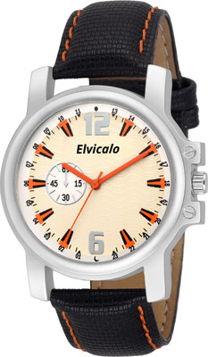 

Elvicalo ELCW07 Beige colour With Black Strap Watch - For Men