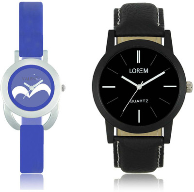 

LOREM WAT-W06-0005-W07-0017-COMBOLOREMBlack::Blue Designer Stylish Shape Best Offer Combo Couple Watch - For Men & Women
