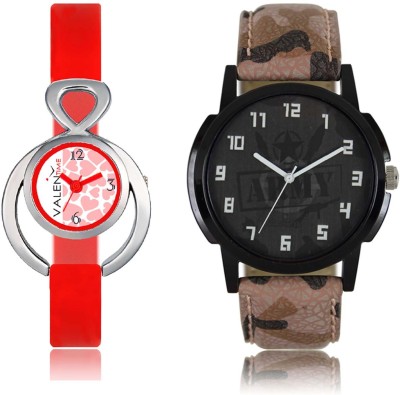 LOREM WAT-W06-0003-W07-0014-COMBOLOREMBlack::White Designer Stylish Shape Best Offer Combo Couple Watch  - For Men & Women   Watches  (LOREM)