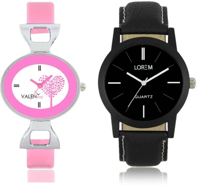 LOREM WAT-W06-0005-W07-0030-COMBOLOREMBlack::White Designer Stylish Shape Best Offer Combo Couple Watch  - For Men & Women   Watches  (LOREM)