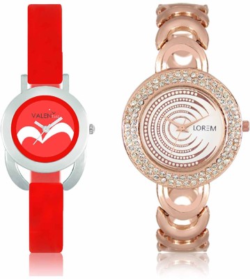 LOREM WAT-W06-0202-W07-0019-COMBOLOREMWhite::Red Designer Stylish Shape Best Offer Bracelet Combo Watch  - For Women   Watches  (LOREM)