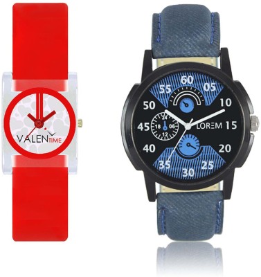 LOREM WAT-W06-0002-W07-0009-COMBOLOREMBlack::Blue::White Designer Stylish Shape Best Offer Combo Couple Watch  - For Men & Women   Watches  (LOREM)
