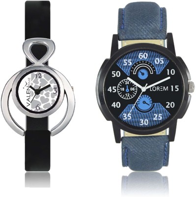 LOREM WAT-W06-0002-W07-0011-COMBOLOREMBlack::Blue::White Designer Stylish Shape Best Offer Combo Couple Watch  - For Men & Women   Watches  (LOREM)