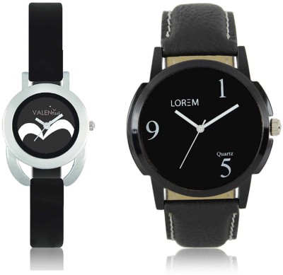 LOREM WAT-W06-0006-W07-0016-COMBOLOREMBlack::Black Designer Stylish Shape Best Offer Combo Couple Watch  - For Men & Women   Watches  (LOREM)