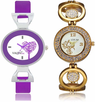 LOREM WAT-W06-0204-W07-0028-COMBOLOREMWhite::White Designer Stylish Shape Best Offer Bracelet Combo Watch  - For Women   Watches  (LOREM)