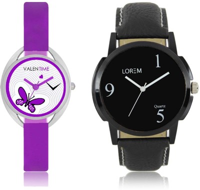 LOREM WAT-W06-0006-W07-0002-COMBOLOREMBlack::White Designer Stylish Shape Best Offer Combo Couple Watch  - For Men & Women   Watches  (LOREM)