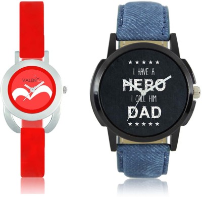 LOREM WAT-W06-0007-W07-0019-COMBOLOREMBlack::Red Designer Stylish Shape Best Offer Combo Couple Watch  - For Men & Women   Watches  (LOREM)