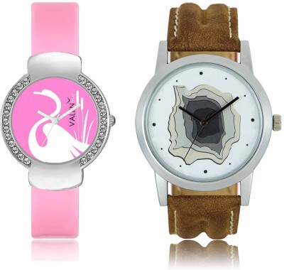 LOREM WAT-W06-0009-W07-0024-COMBOLOREMWhite::Pink Designer Stylish Shape Best Offer Combo Couple Watch  - For Men & Women   Watches  (LOREM)
