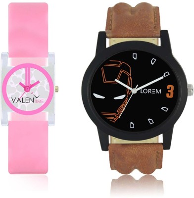 LOREM WAT-W06-0004-W07-0008-COMBOLOREMBlack::White Designer Stylish Shape Best Offer Combo Couple Watch  - For Men & Women   Watches  (LOREM)