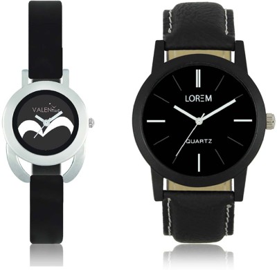 LOREM WAT-W06-0005-W07-0016-COMBOLOREMBlack::Black Designer Stylish Shape Best Offer Combo Couple Watch  - For Men & Women   Watches  (LOREM)