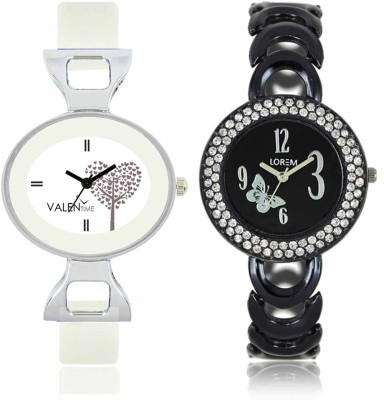 LOREM WAT-W06-0201-W07-0032-COMBOLOREMBlack::White Designer Stylish Shape Best Offer Bracelet Combo Watch  - For Women   Watches  (LOREM)