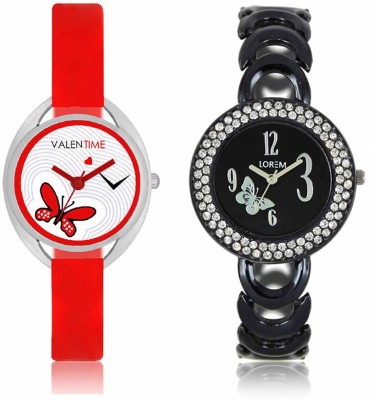 LOREM WAT-W06-0201-W07-0004-COMBOLOREMBlack::White Designer Stylish Shape Best Offer Bracelet Combo Watch  - For Women   Watches  (LOREM)