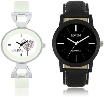 LOREM WAT-W06-0005-W07-0032-COMBOLOREMBlack::White Designer Stylish Shape Best Offer Combo Couple Watch  - For Men & Women   Watches  (LOREM)