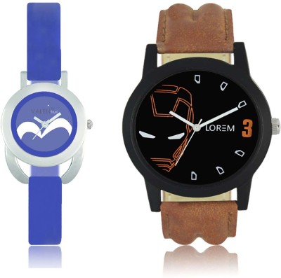 LOREM WAT-W06-0004-W07-0017-COMBOLOREMBlack::Blue Designer Stylish Shape Best Offer Combo Couple Watch  - For Men & Women   Watches  (LOREM)