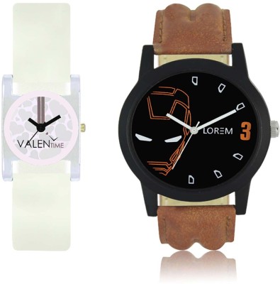 LOREM WAT-W06-0004-W07-0010-COMBOLOREMBlack::White Designer Stylish Shape Best Offer Combo Couple Watch  - For Men & Women   Watches  (LOREM)