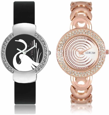 LOREM WAT-W06-0202-W07-0021-COMBOLOREMWhite::Black Designer Stylish Shape Best Offer Bracelet Combo Watch  - For Women   Watches  (LOREM)