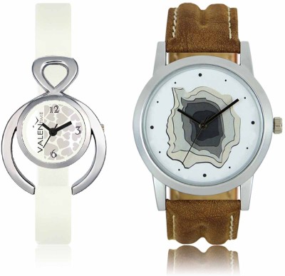 LOREM WAT-W06-0009-W07-0015-COMBOLOREMWhite::White Designer Stylish Shape Best Offer Combo Couple Watch  - For Men & Women   Watches  (LOREM)