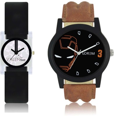 LOREM WAT-W06-0004-W07-0006-COMBOLOREMBlack::White Designer Stylish Shape Best Offer Combo Couple Watch  - For Men & Women   Watches  (LOREM)