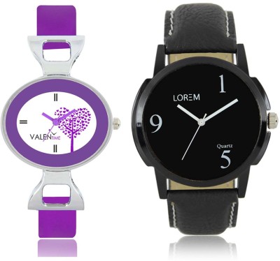 LOREM WAT-W06-0006-W07-0028-COMBOLOREMBlack::White Designer Stylish Shape Best Offer Combo Couple Watch  - For Men & Women   Watches  (LOREM)