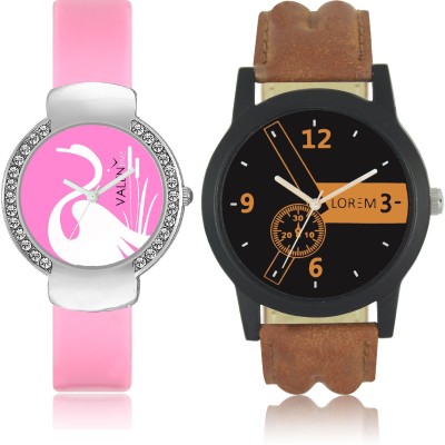 LOREM WAT-W06-0001-W07-0024-COMBOLOREMBlack::Brown::Pink Designer Stylish Shape Best Offer Combo Couple Watch  - For Men & Women   Watches  (LOREM)