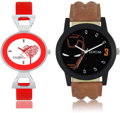 LOREM WAT-W06-0004-W07-0031-COMBOLOREMBlack::White Designer Stylish Shape Best Offer Combo Couple Watch  - For Men & Women   Watches  (LOREM)