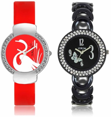 LOREM WAT-W06-0201-W07-0025-COMBOLOREMBlack::Red Designer Stylish Shape Best Offer Bracelet Combo Watch  - For Women   Watches  (LOREM)