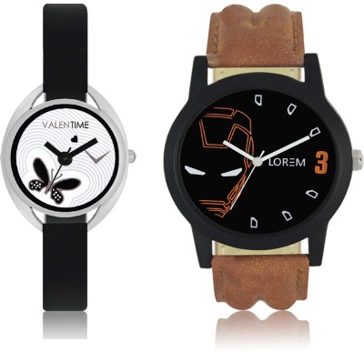 LOREM WAT-W06-0004-W07-0001-COMBOLOREMBlack::White Designer Stylish Shape Best Offer Combo Couple Watch  - For Men & Women   Watches  (LOREM)