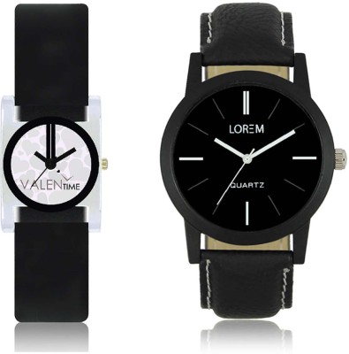 LOREM WAT-W06-0005-W07-0006-COMBOLOREMBlack::White Designer Stylish Shape Best Offer Combo Couple Watch  - For Men & Women   Watches  (LOREM)