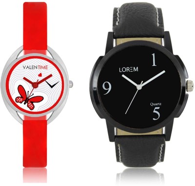 LOREM WAT-W06-0006-W07-0004-COMBOLOREMBlack::White Designer Stylish Shape Best Offer Combo Couple Watch  - For Men & Women   Watches  (LOREM)