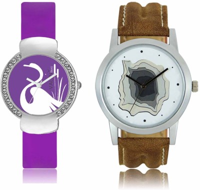 LOREM WAT-W06-0009-W07-0022-COMBOLOREMWhite::Purple Designer Stylish Shape Best Offer Combo Couple Watch  - For Men & Women   Watches  (LOREM)