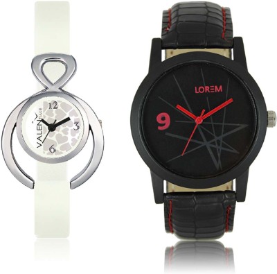 LOREM WAT-W06-0008-W07-0015-COMBOLOREMBlack::White Designer Stylish Shape Best Offer Combo Couple Watch  - For Men & Women   Watches  (LOREM)