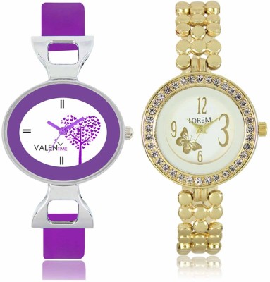 LOREM WAT-W06-0203-W07-0028-COMBOLOREMWhite::White Designer Stylish Shape Best Offer Bracelet Combo Watch  - For Women   Watches  (LOREM)