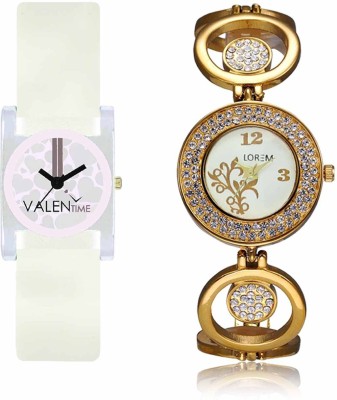 LOREM WAT-W06-0204-W07-0010-COMBOLOREMWhite::White Designer Stylish Shape Best Offer Bracelet Combo Watch  - For Women   Watches  (LOREM)