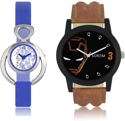 LOREM WAT-W06-0004-W07-0012-COMBOLOREMBlack::White Designer Stylish Shape Best Offer Combo Couple Watch  - For Men & Women   Watches  (LOREM)