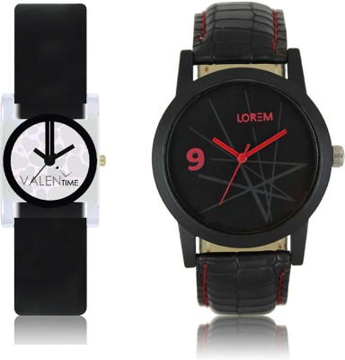 LOREM WAT-W06-0008-W07-0006-COMBOLOREMBlack::White Designer Stylish Shape Best Offer Combo Couple Watch  - For Men & Women   Watches  (LOREM)