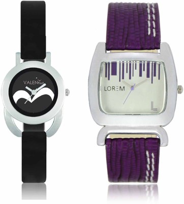 LOREM WAT-W06-0207-W07-0016-COMBOLOREMSilver::Black Designer Stylish Shape Best Offer Combo Beautiful Watch  - For Women   Watches  (LOREM)