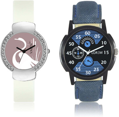 

LOREM WAT-W06-0002-W07-0026-COMBOLOREMBlack::Blue::White Designer Stylish Shape Best Offer Combo Couple Watch - For Men & Women