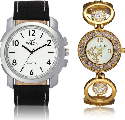 

LOREM VL12LR204 New Latest Stylish Designer Leather-Metal Belt Attractive Different Combo Watch - For Men & Women