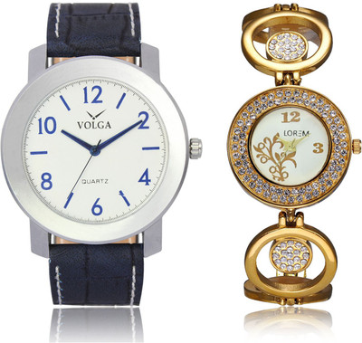 

LOREM VL11LR204 New Latest Stylish Designer Leather-Metal Belt Attractive Different Combo Watch - For Men & Women