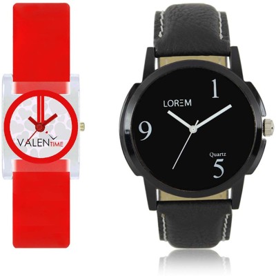 LOREM WAT-W06-0006-W07-0009-COMBOLOREMBlack::White Designer Stylish Shape Best Offer Combo Couple Watch  - For Men & Women   Watches  (LOREM)