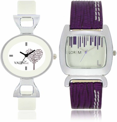 LOREM WAT-W06-0207-W07-0032-COMBOLOREMSilver::White Designer Stylish Shape Best Offer Combo Beautiful Watch  - For Women   Watches  (LOREM)