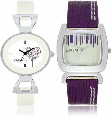 View LOREM WAT-W06-0207-W07-0032-COMBOLOREMSilver::White Designer Stylish Shape Best Offer Combo Beautiful Watch  - For Women Wrist Watches Price Online(LOREM)