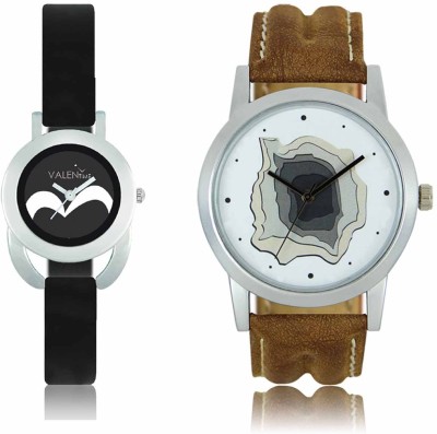 LOREM WAT-W06-0009-W07-0016-COMBOLOREMWhite::Black Designer Stylish Shape Best Offer Combo Couple Watch  - For Men & Women   Watches  (LOREM)