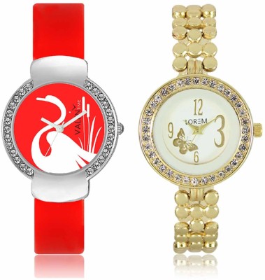LOREM WAT-W06-0203-W07-0025-COMBOLOREMWhite::Red Designer Stylish Shape Best Offer Bracelet Combo Watch  - For Women   Watches  (LOREM)