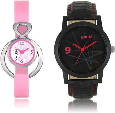 LOREM WAT-W06-0008-W07-0013-COMBOLOREMBlack::White Designer Stylish Shape Best Offer Combo Couple Watch  - For Men & Women   Watches  (LOREM)