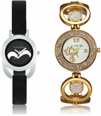 LOREM WAT-W06-0204-W07-0016-COMBOLOREMWhite::Black Designer Stylish Shape Best Offer Bracelet Combo Watch  - For Women   Watches  (LOREM)