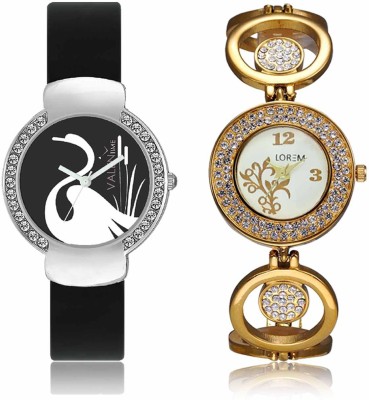 LOREM WAT-W06-0204-W07-0021-COMBOLOREMWhite::Black Designer Stylish Shape Best Offer Bracelet Combo Watch  - For Women   Watches  (LOREM)